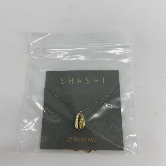 Shashi Gold Plated Cowrie Shell Charm Pendant Baltic Necklace 15.75" - 18" - Picture 2 of 3